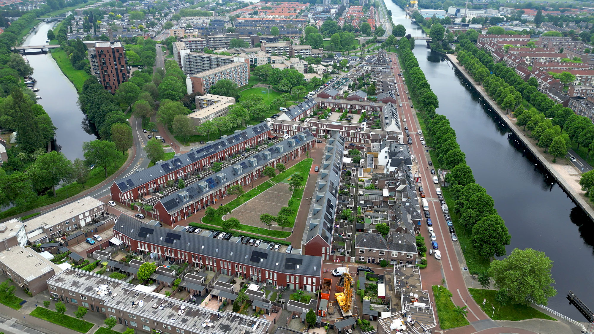 Drone shot van een woonwijk